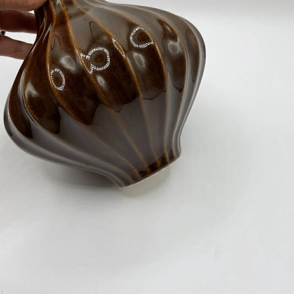 Jonathan Adler Pot Au Porter Original Collection Brown Glazed Ribbed Round Vase